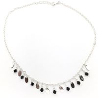 Silver necklace with black jet stones | 42 cm