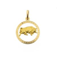 18 carat gold zodiac sign pendant; Taurus