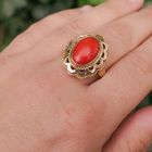 Image 4 of Gold ring with red coral | Vintage
