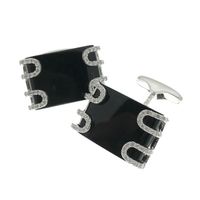 Exclusive white gold cufflinks with onyx and diamond 1.08 ct.