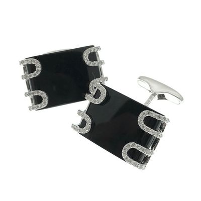 Image 1 of Exclusive white gold cufflinks with onyx and diamond 1.08 ct.