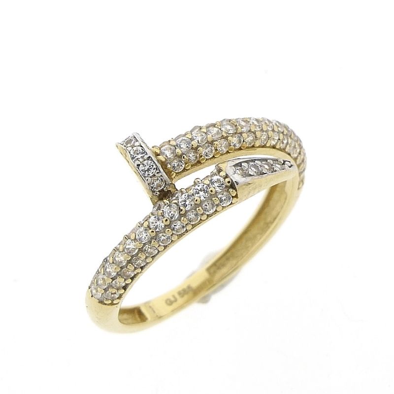 Image 1 of Gold nail ring with zirconia stones