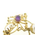 Image 5 of Gold brooch with pearls and purple glass bead