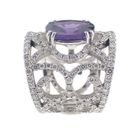 Image 3 of White gold royal ring set with sapphire and diamonds; 3.00 ct.