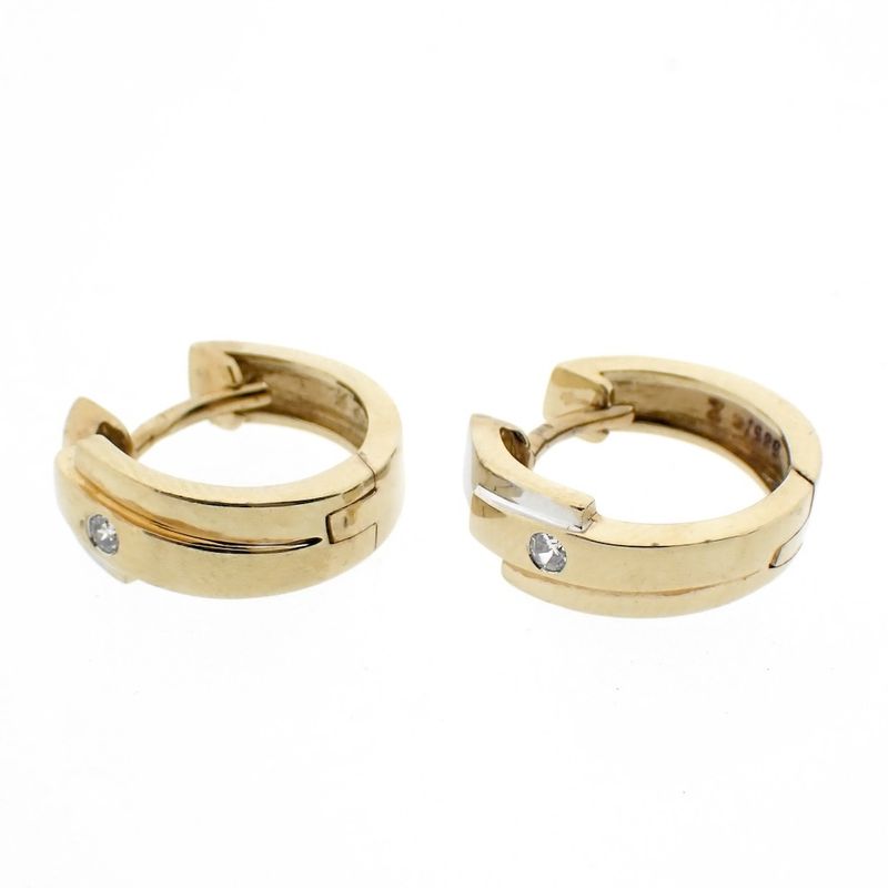 Image 3 of Two-tone gold hoop earrings with zirconia; Ø 15.1 mm