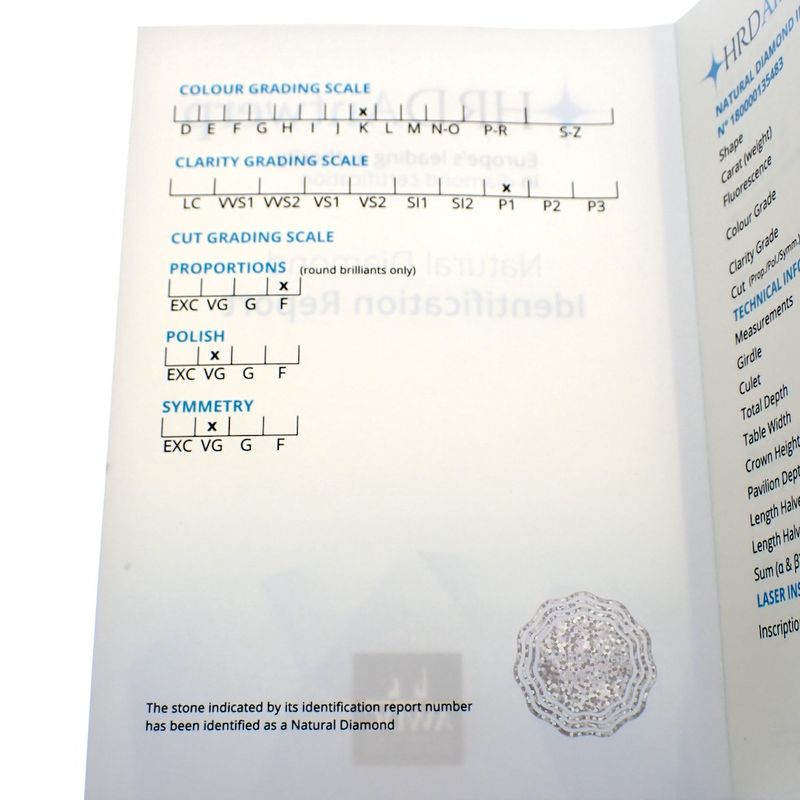 Image 4 of 0.28 ct. Brilliant cut diamond K (+ECG) P1 + HRD Certificate