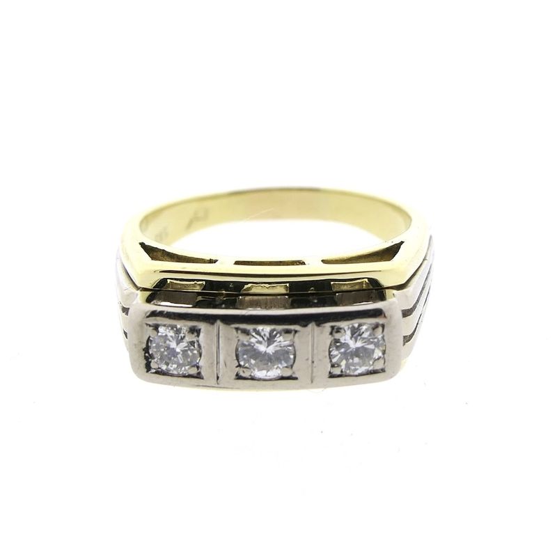Image 7 of Two-tone gold men's ring with 0.3 ct diamond.
