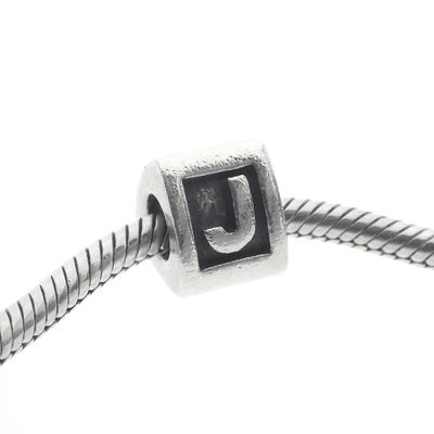 Image 2 of Pandora charm; Silver; Letter charm J