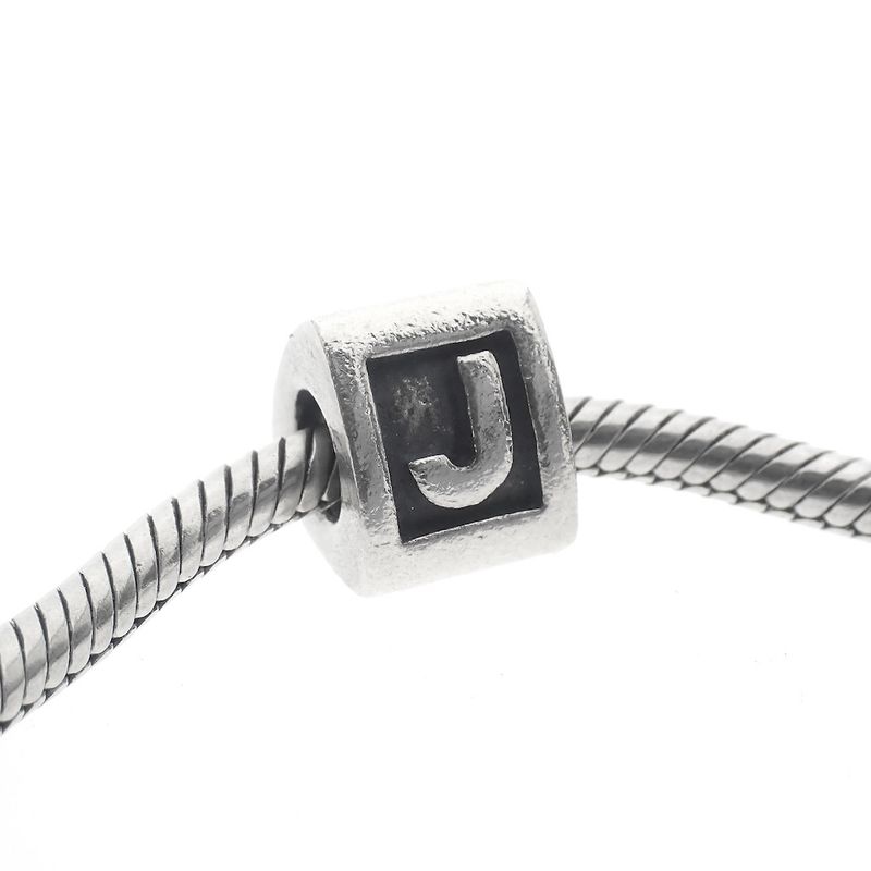 Image 2 of Pandora charm; Silver; Letter charm J