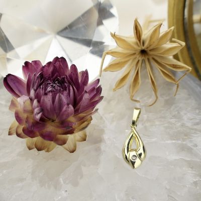 Gold subtle pendant with diamond | 0.005 ct. Image 2 of Gold subtle pendant with diamond | 0.005 ct.