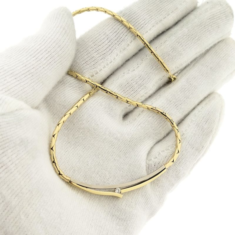 Image 9 of Two-tone gold necklace with a fixed pendant and a 0.03 ct. diamond | 43.5 cm