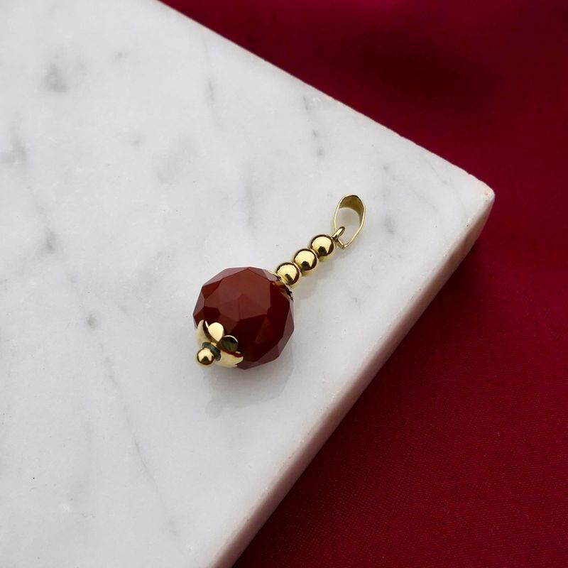 Image 2 of Gold Ball Pendant with Carnelian