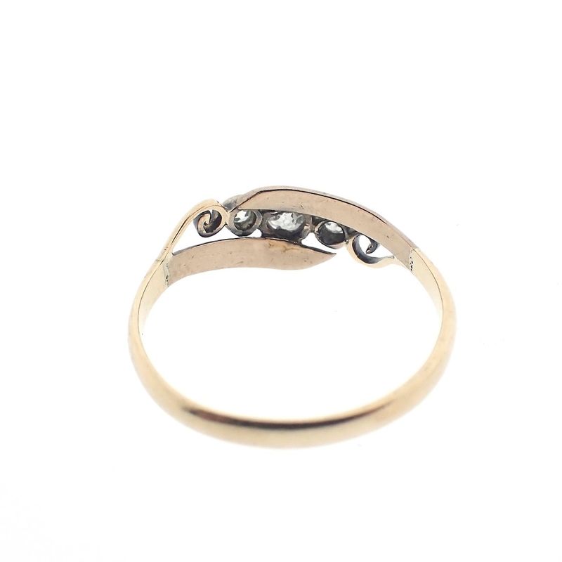 Image 5 of Two-tone gold ring with diamonds; 0.17 ct. | Antique