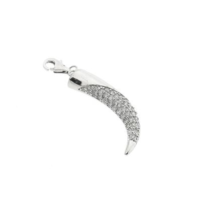 Image 2 of Silver pendant of a tusk with zirconia