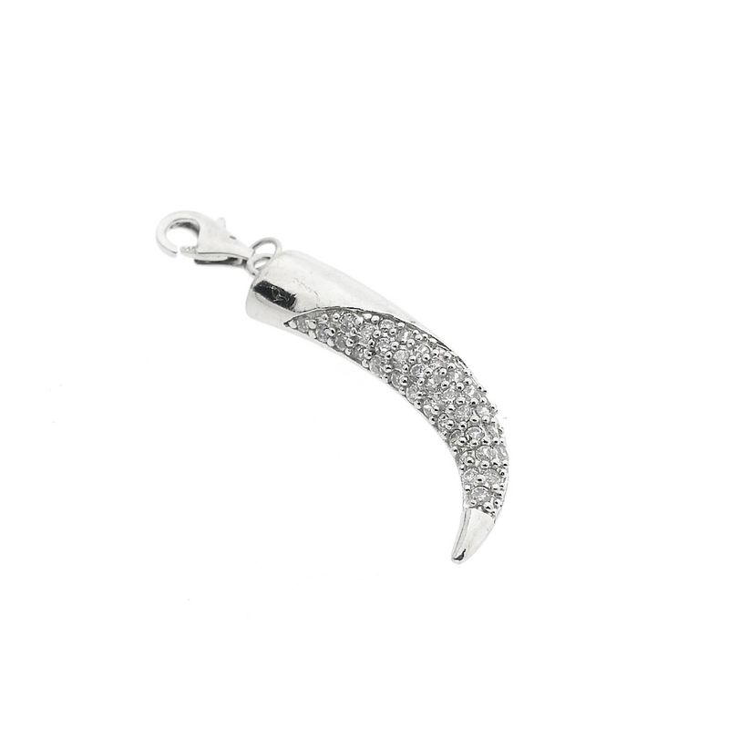 Image 2 of Silver pendant of a tusk with zirconia