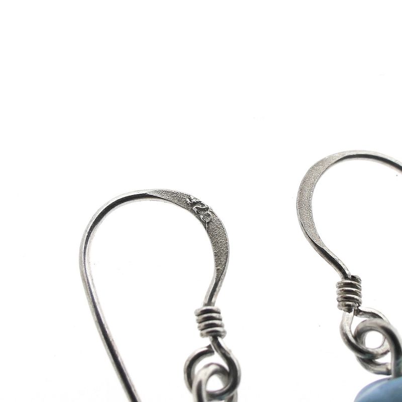 Image 6 of Silver feather earrings with turquoise