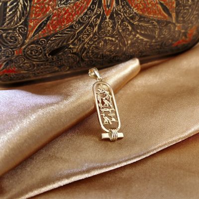 Image 2 of Gold Egyptian cartouche pendant