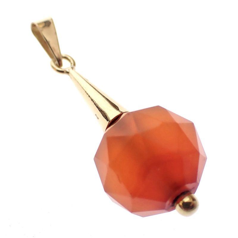 Image 3 of Vintage gold ball pendant with carnelian