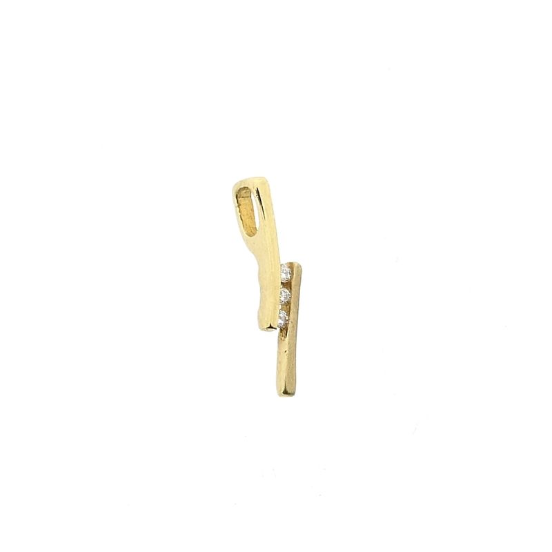 Afbeelding 1 van Gouden minimalistische hanger met diamant; 0,015 ct.