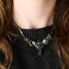 Image 8 of Golden omega link necklace with sapphires and diamonds; 0.34 ct.