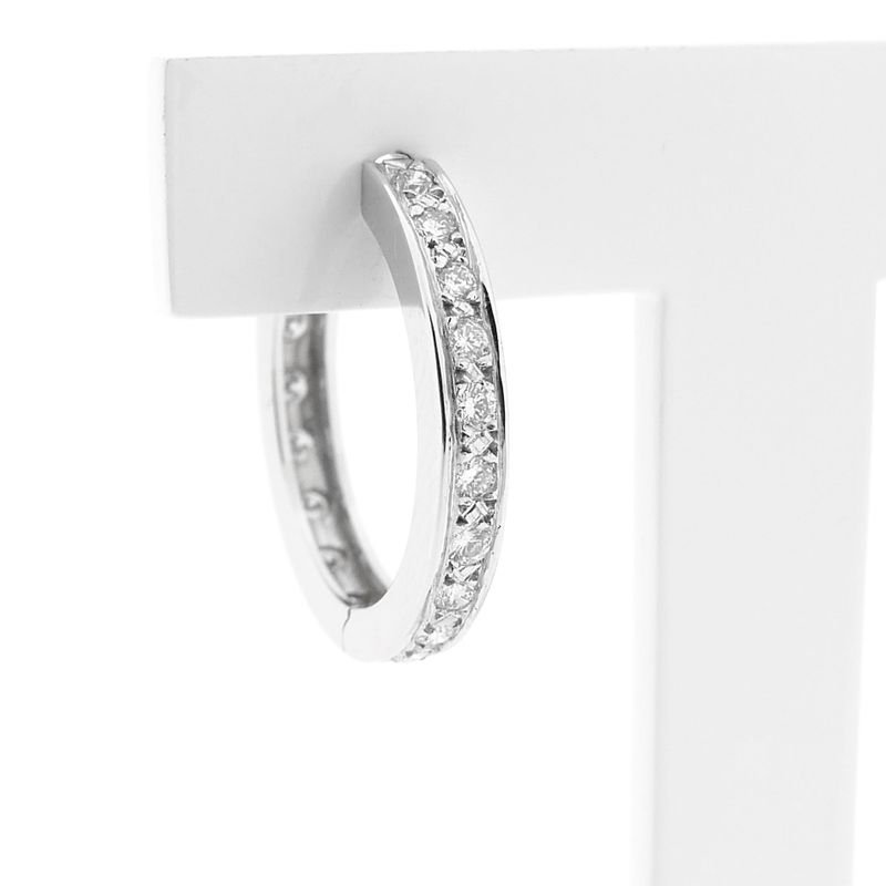 Image 4 of White Gold Hoop Earrings with Diamonds; Approx. 0.76 ct.