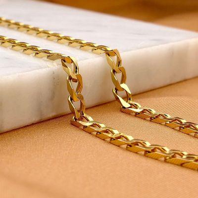 Afbeelding 2 van 9 karaat platte/wijde gourmetschakel ketting