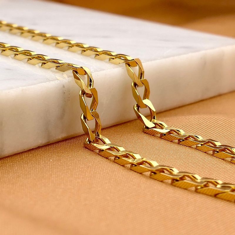 Afbeelding 2 van 9 karaat platte/wijde gourmetschakel ketting