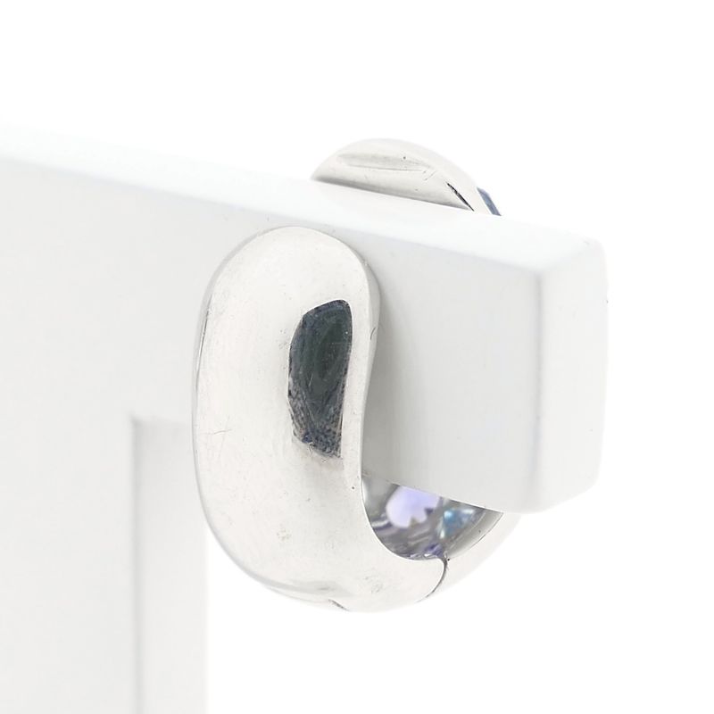 Image 5 of White gold domed stud earrings with aquamarine and amethyst