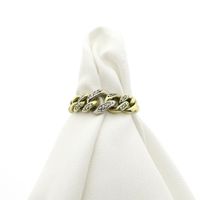 Two-tone gold link ring with diamond | 0.09 ct.