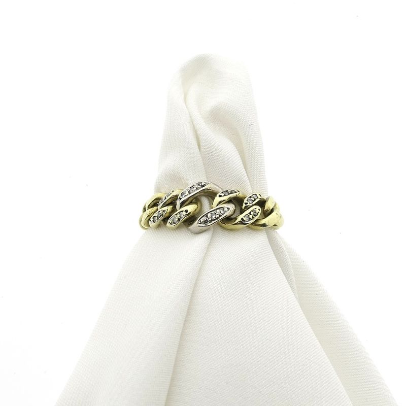 Image 1 of Two-tone gold link ring with diamond | 0.09 ct.