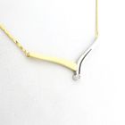 Image 3 of Bicolor Gold Cobra Link Necklace with Pendant & Zirconia; 14 Karat; 42.5 cm