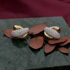 Image 8 of Tricolor gold stud earrings with diamonds; Approx. 3.00 ct.