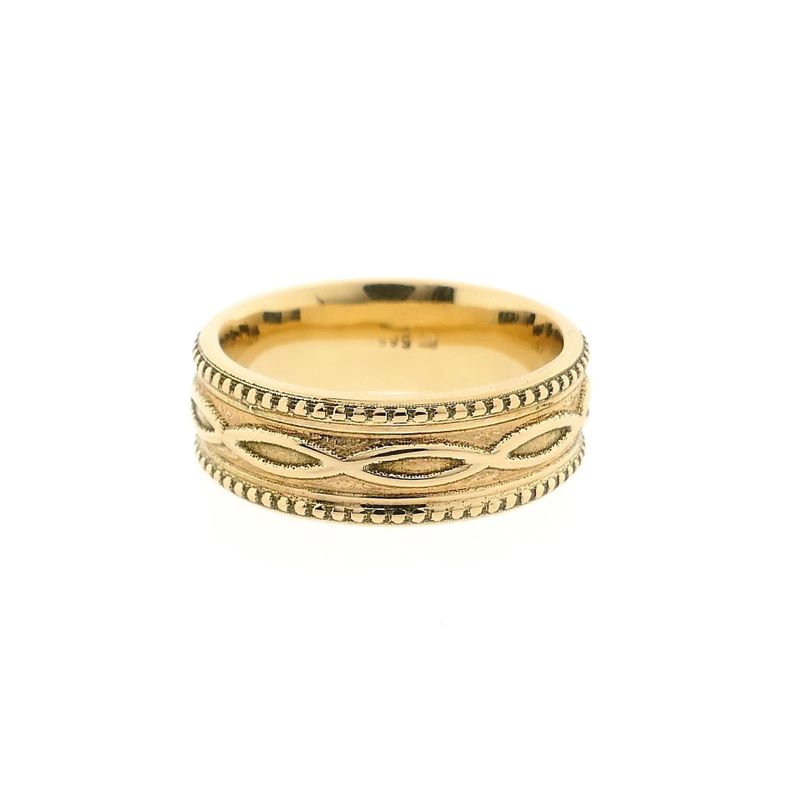 Image 3 of Yellow Gold Men's Ring with Pattern