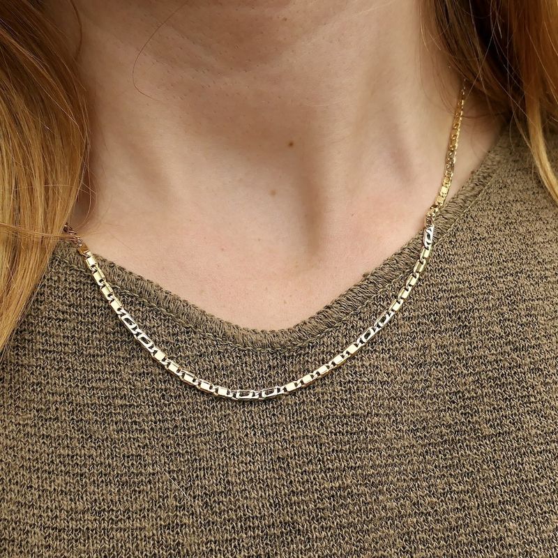 Image 5 of Two-tone gold closed Figaro link chain