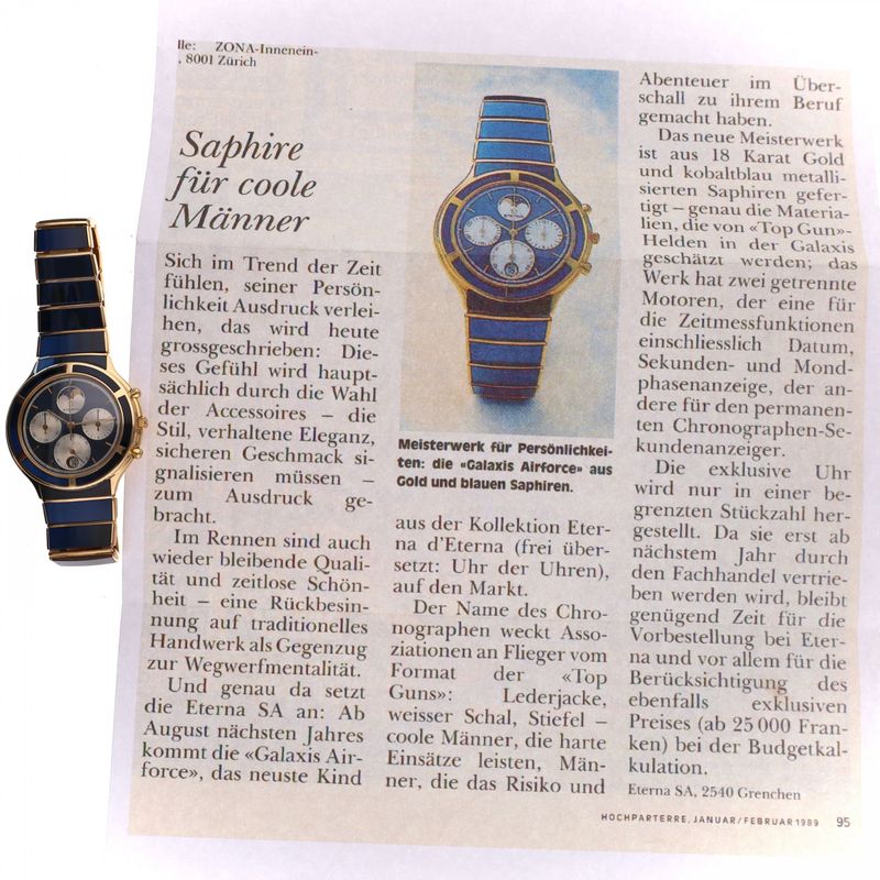 Afbeelding 10 van Eterna Airforce Galaxis Moonphase 850.4386.68; Vintage 18k. Gouden Heren Horloge