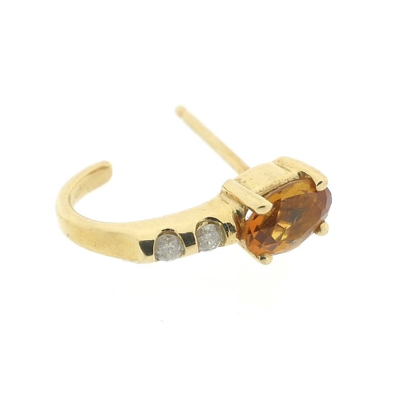 Image 8 of Gold stud earrings with citrine and diamonds; 0.08 ct.