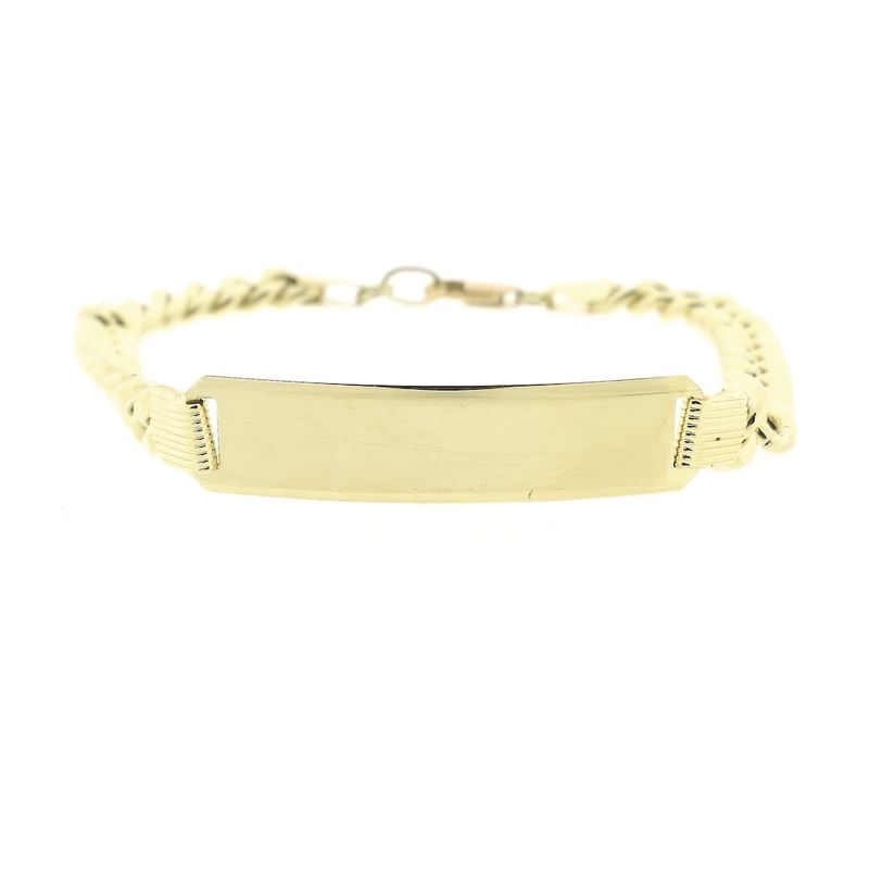 Image 3 of Gold gourmet link bracelet with engraving plate | 21 cm