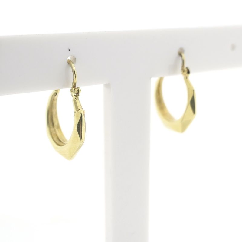 Image 3 of Gold faceted hoop earrings | Ø 14 mm