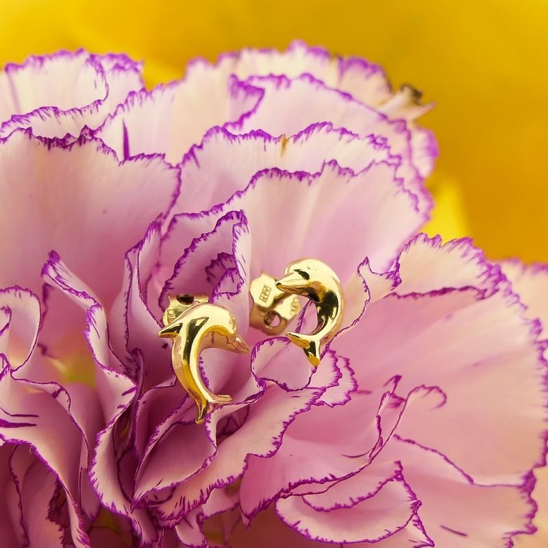 Image 2 of Golden dolphin stud earrings