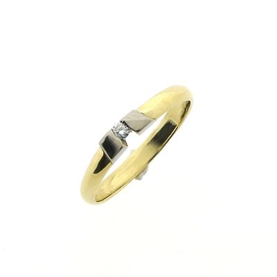 Image 1 of 18-karat two-tone gold ring with 0.04 ct. diamond