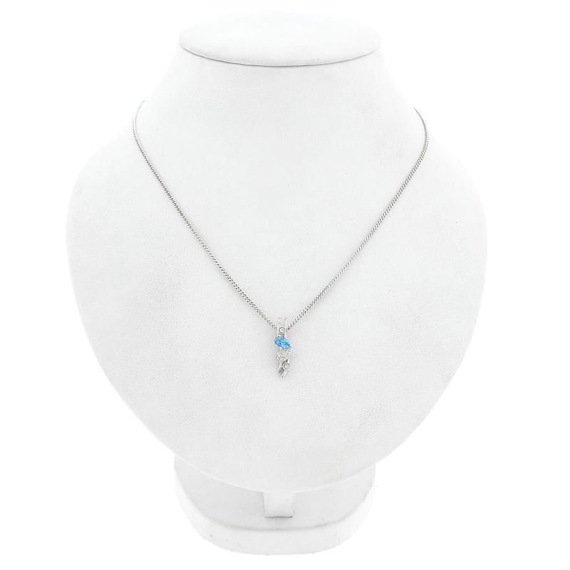 Image 4 of 18K White Gold Pendant with Topaz & Diamonds