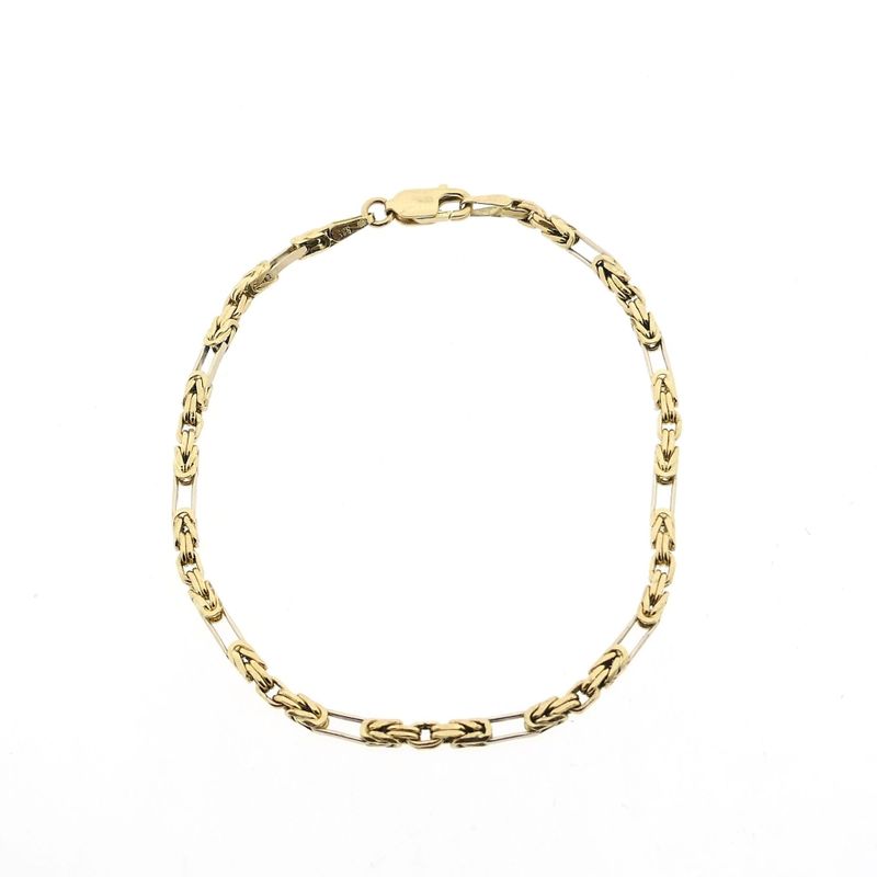 Afbeelding 3 van Bicolor gouden koningsschakel armband | 18 cm 