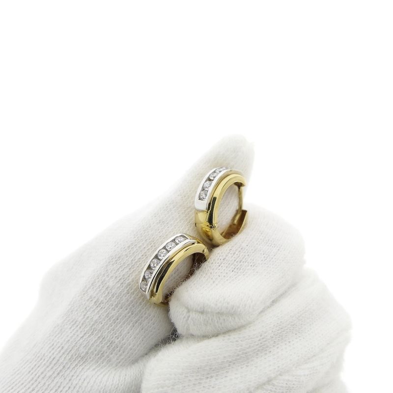 Image 9 of Two-tone gold earrings with zirconia | Ø 16.5 mm