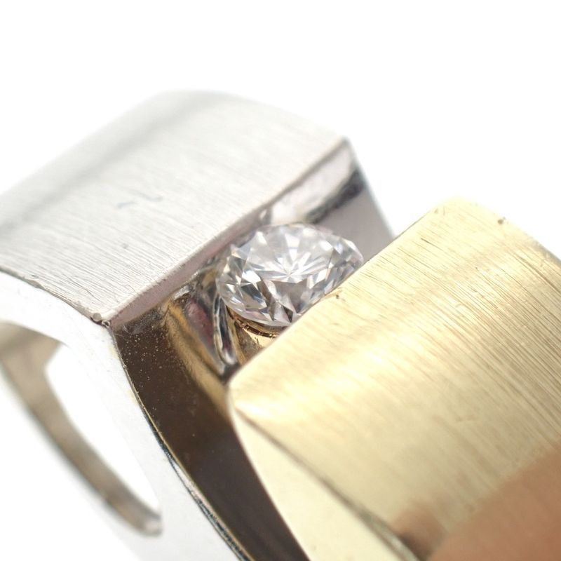 Image 3 of Two-tone gold matte pendant with diamond; 0.10 ct.