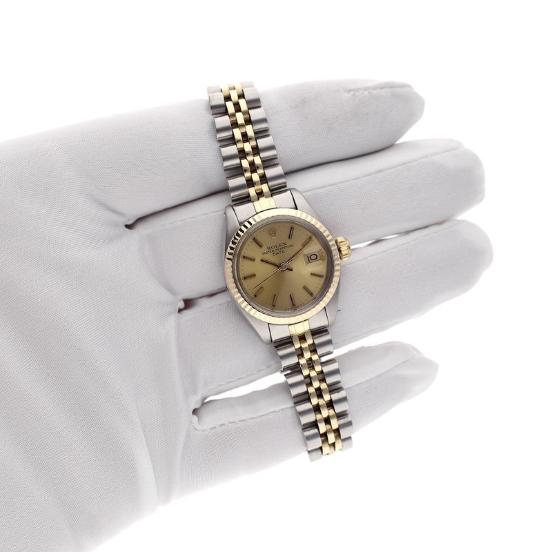 Image 7 of Rolex Oyster Perpetual Lady-Date 26mm 6917; Vintage 18k gold/steel women's watch