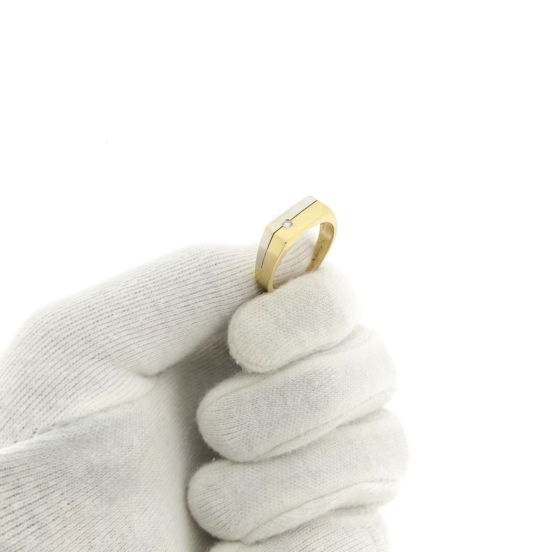 Image 8 of Jeunesse bicolor gold men's ring with diamond 0.03 ct.