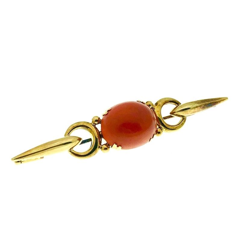 Image 1 of Antique gold brooch with blood coral
