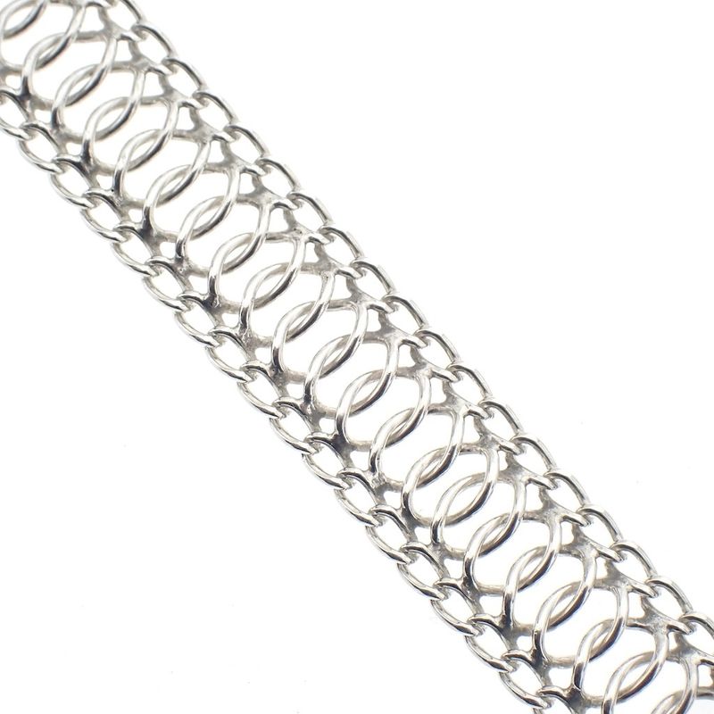 Image 6 of Silver wide braided link bracelet | 20 cm