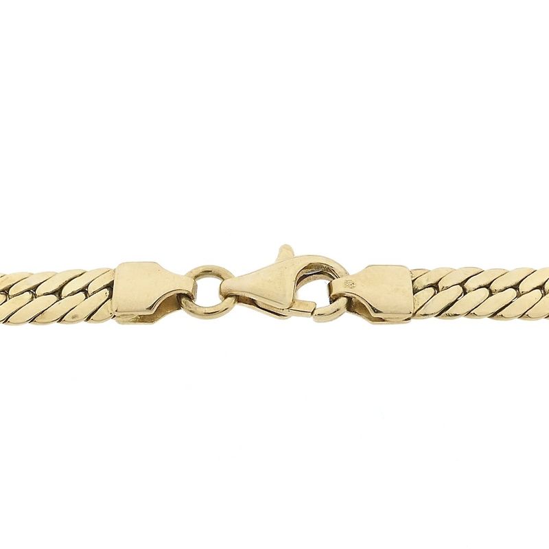 Image 6 of Gold flat gourmet link necklace with synthetic sapphire and zirconia