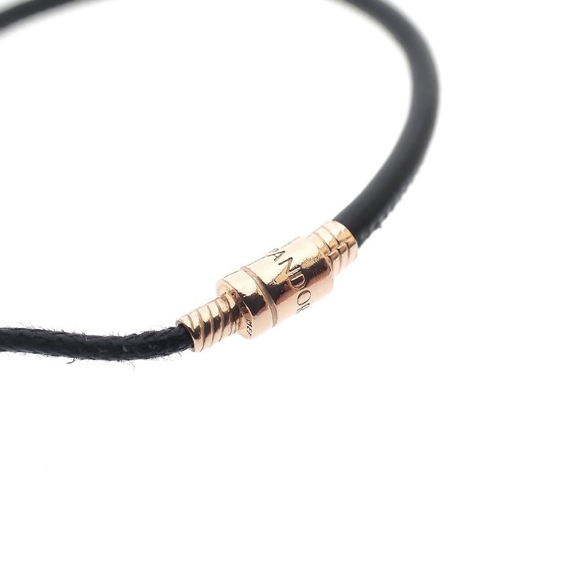 Image 4 of Pandora Moments; Black sliding bracelet; Rose gold plated